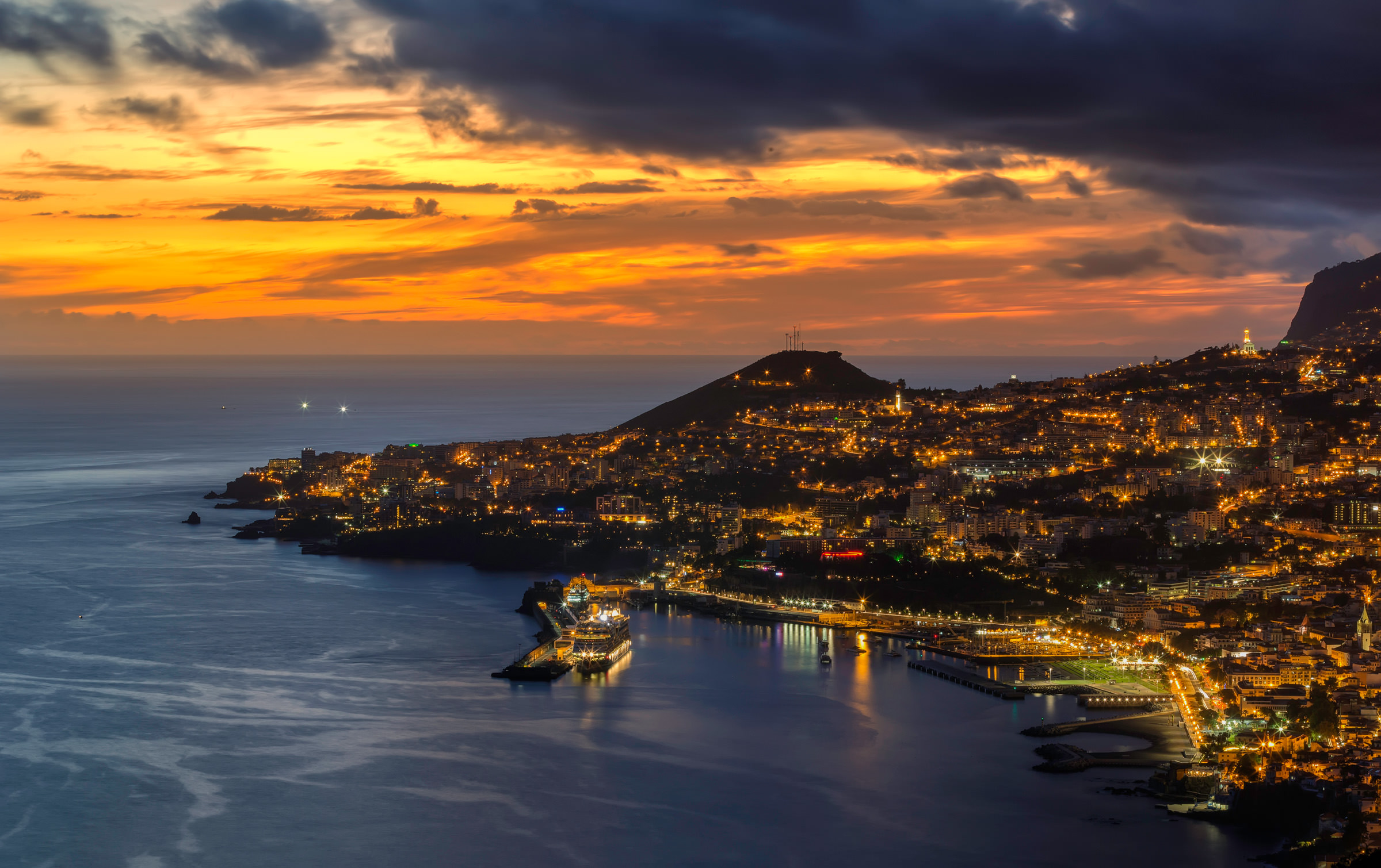 sunset over Funchal's bay